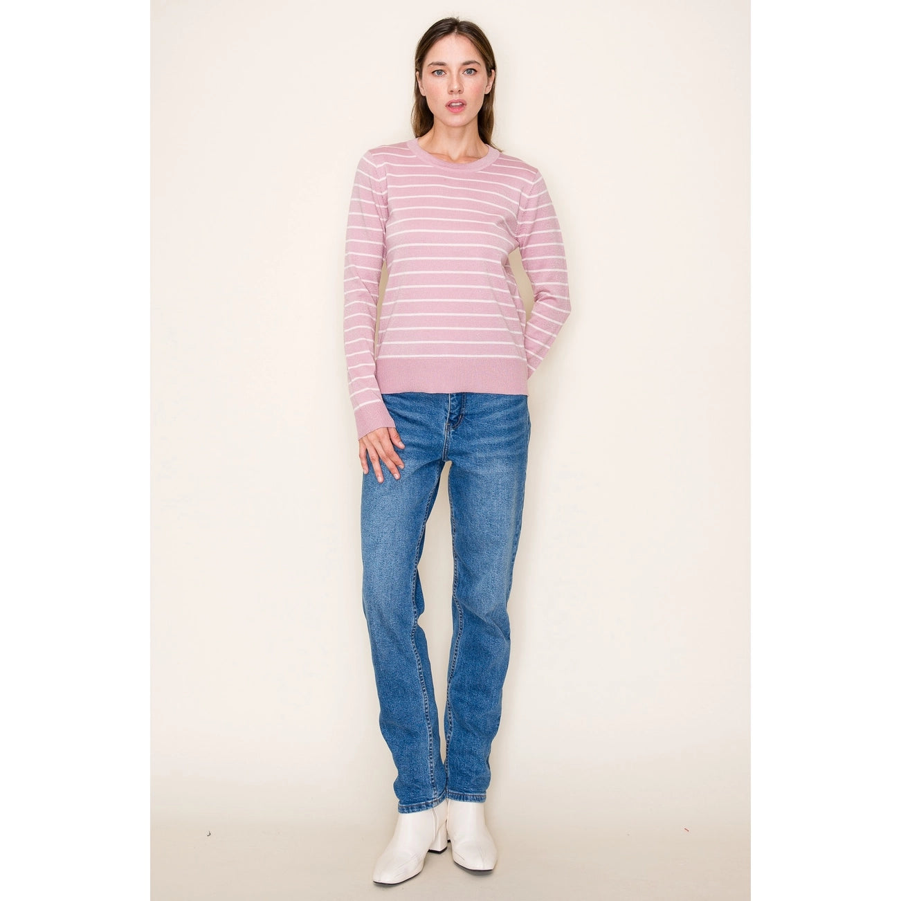 FINAL SALE - Lurex Yarn Stripe Sweater