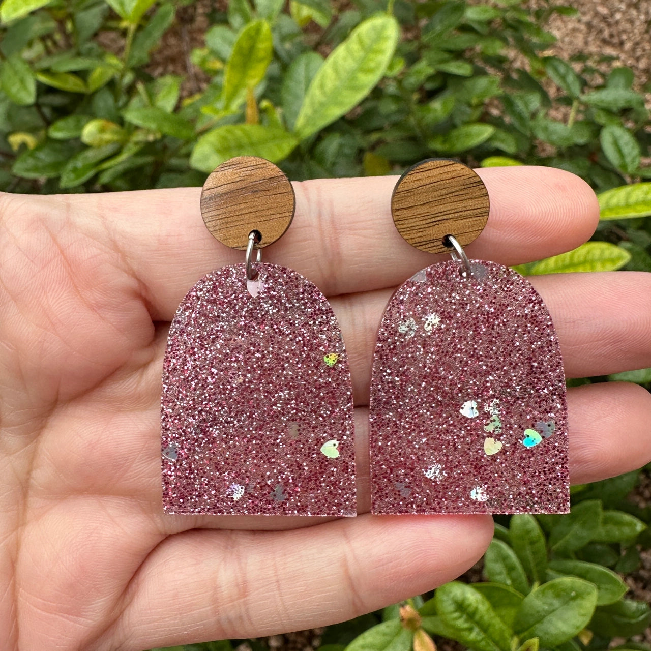 FINAL SALE - Valentine's Day - Pink Glitter Earrings