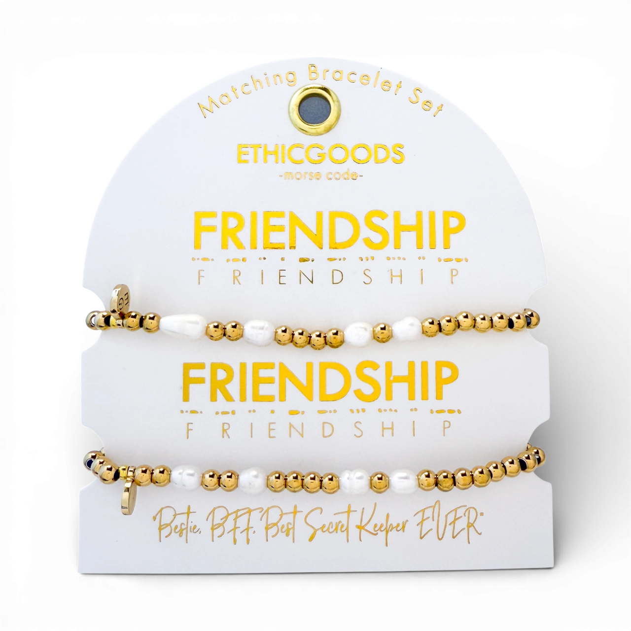 Morse Code Pearl and Gold Matching Set | Friendship