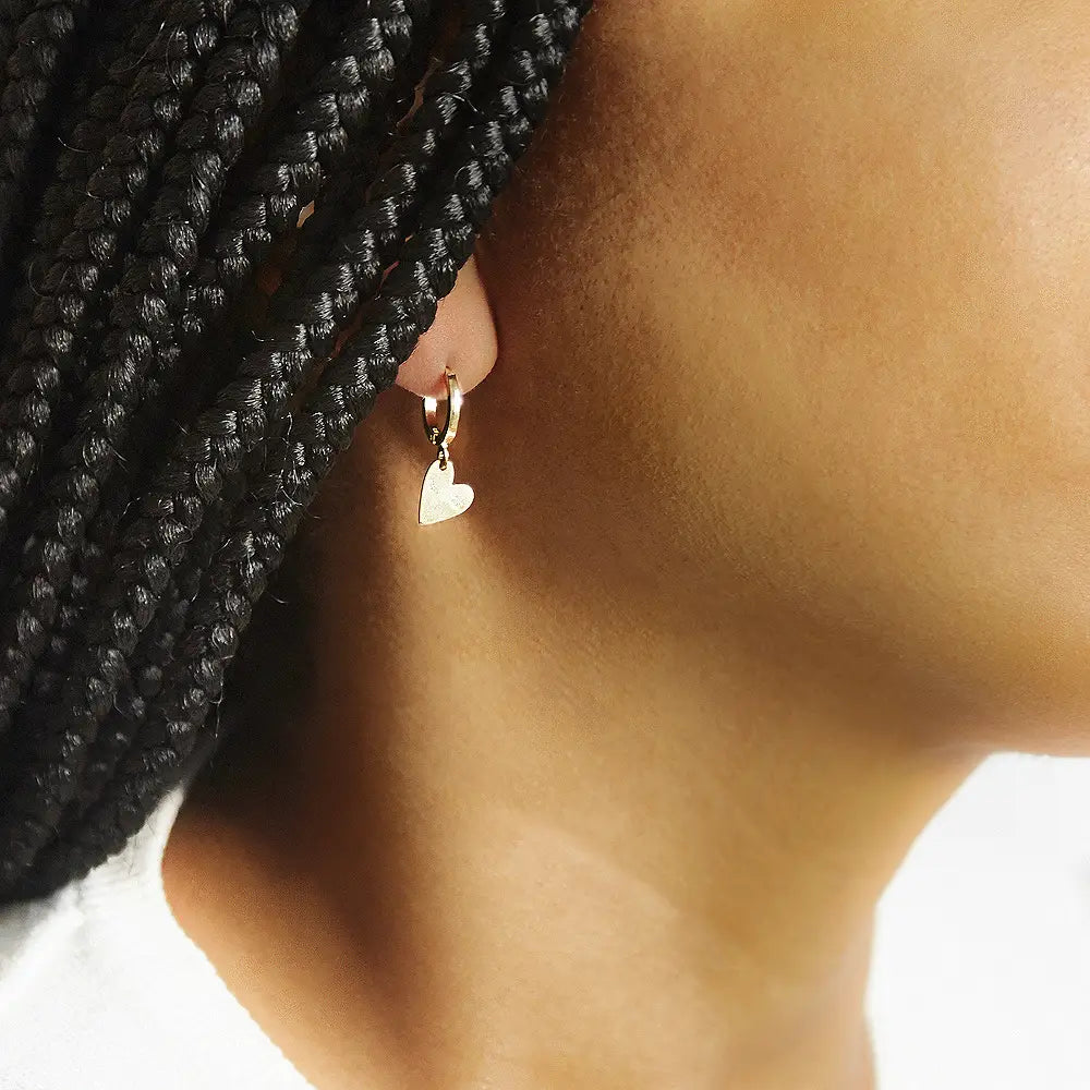 Heart-Eye Huggie Charm Earrings