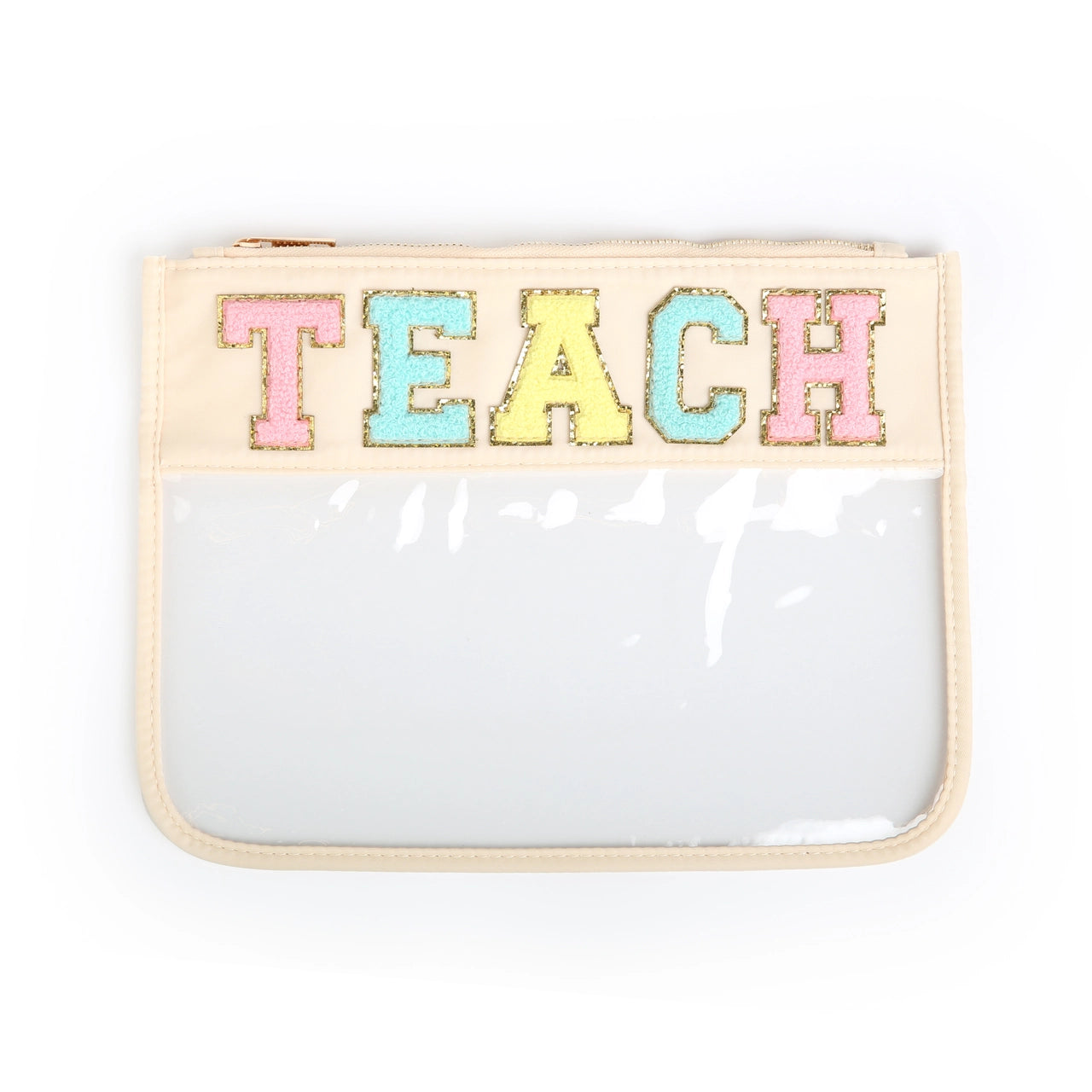 Teach Varsity Letter Zippered Pouch Bag