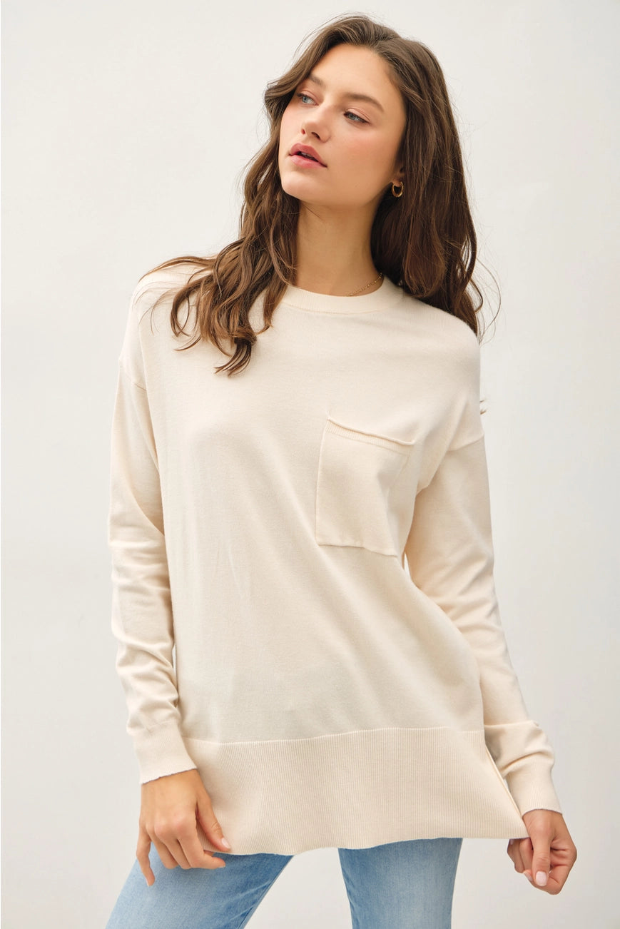 Oversized Long Sleeve Side Split Sweater