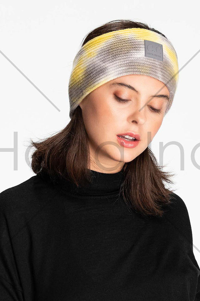 Tie Dye Headband with Rubber Patch {Blue/Yellow}