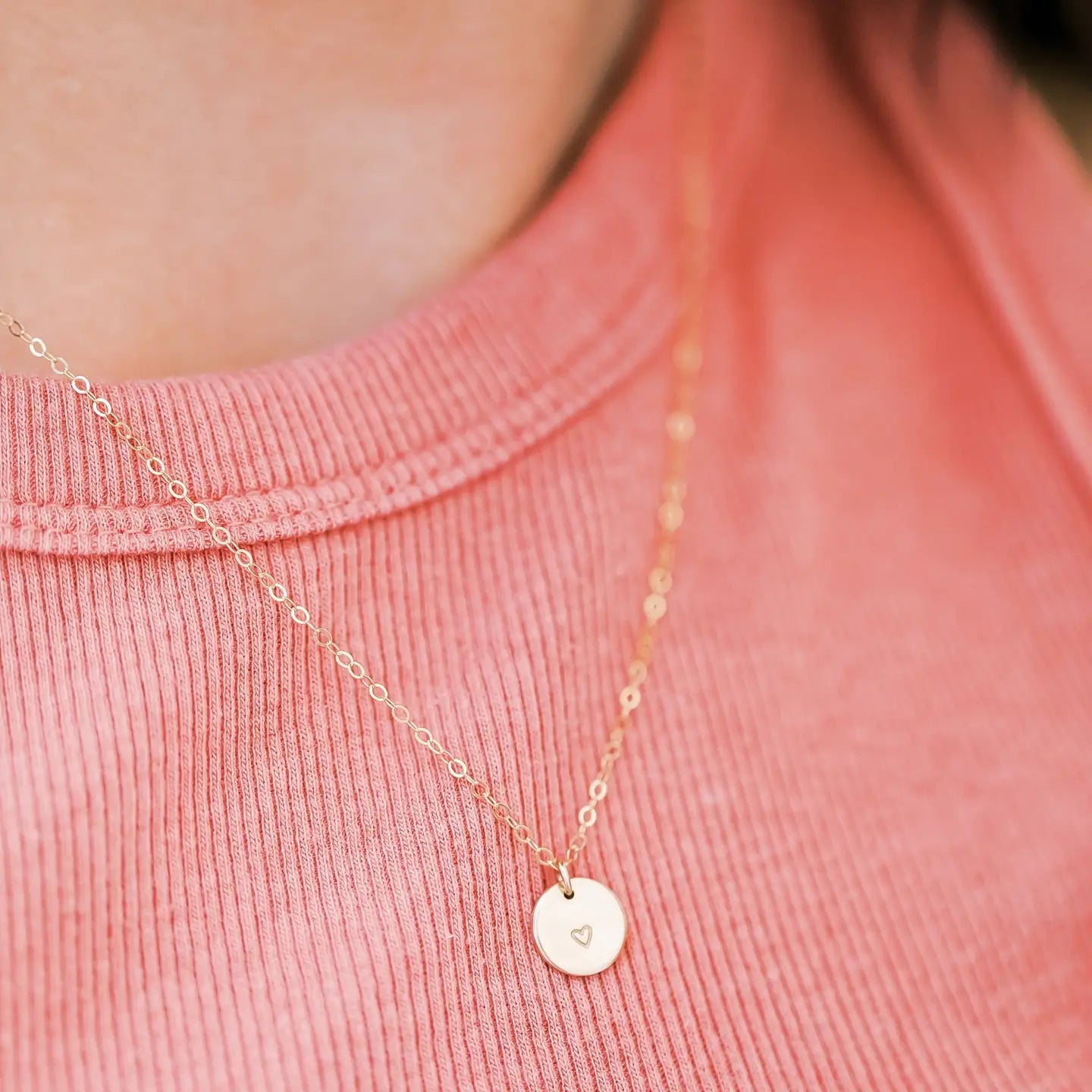 Heart Disc Necklace - Silver