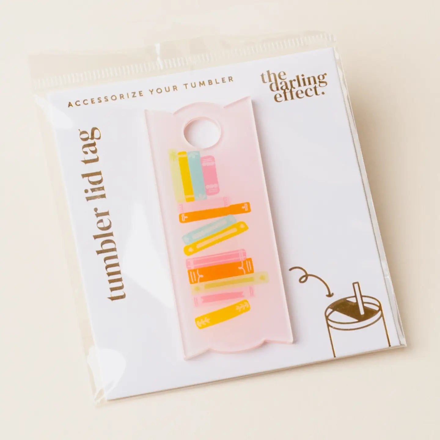 Tumbler Lid Tag - Books Stack