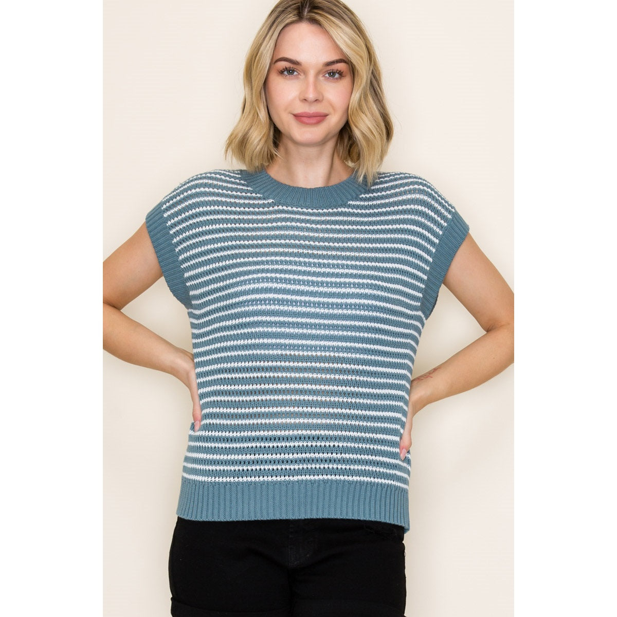 Short Sleeve Knit Sweater