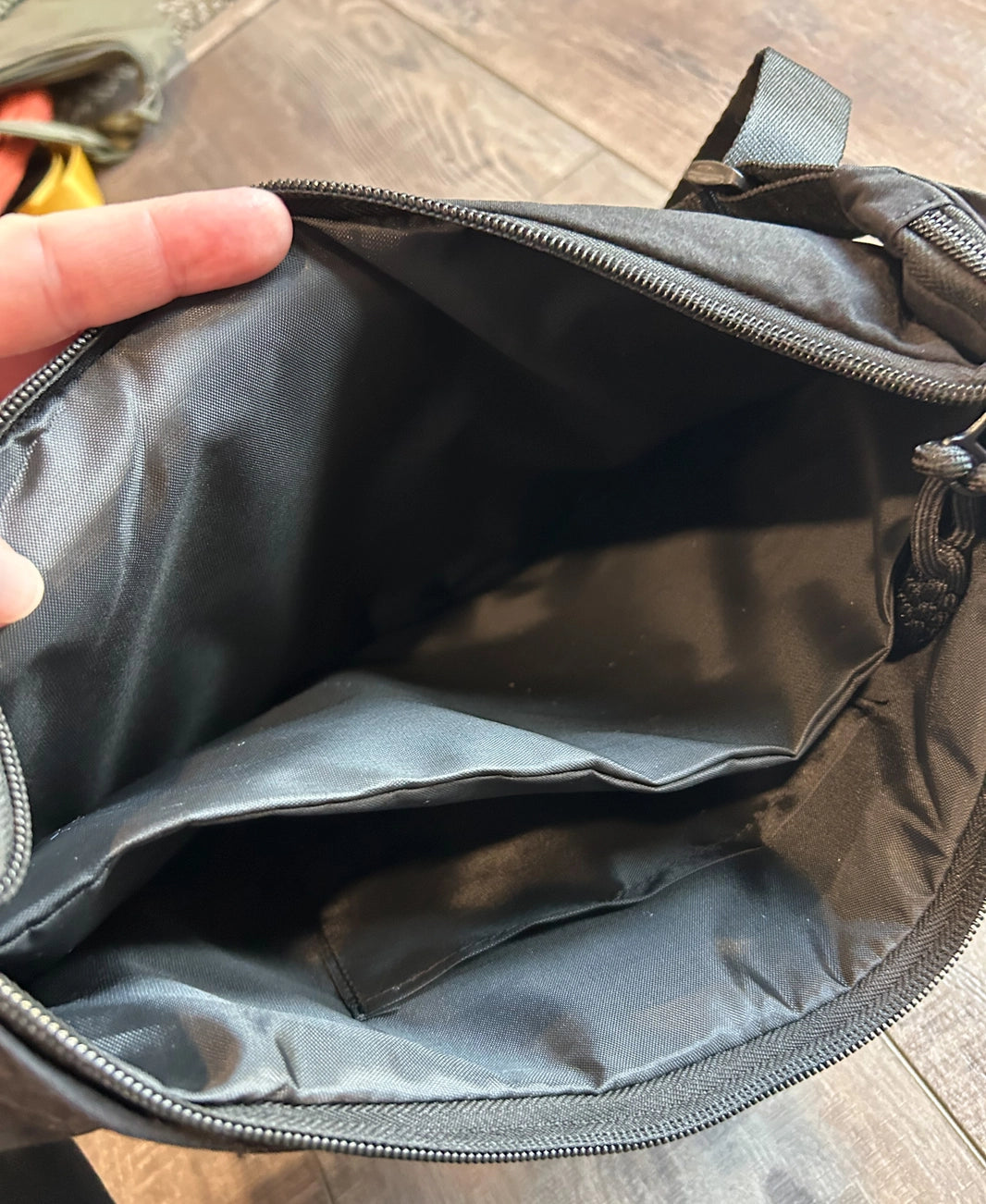 Large Nylon Crescent 3 Zipper Bag {Black}