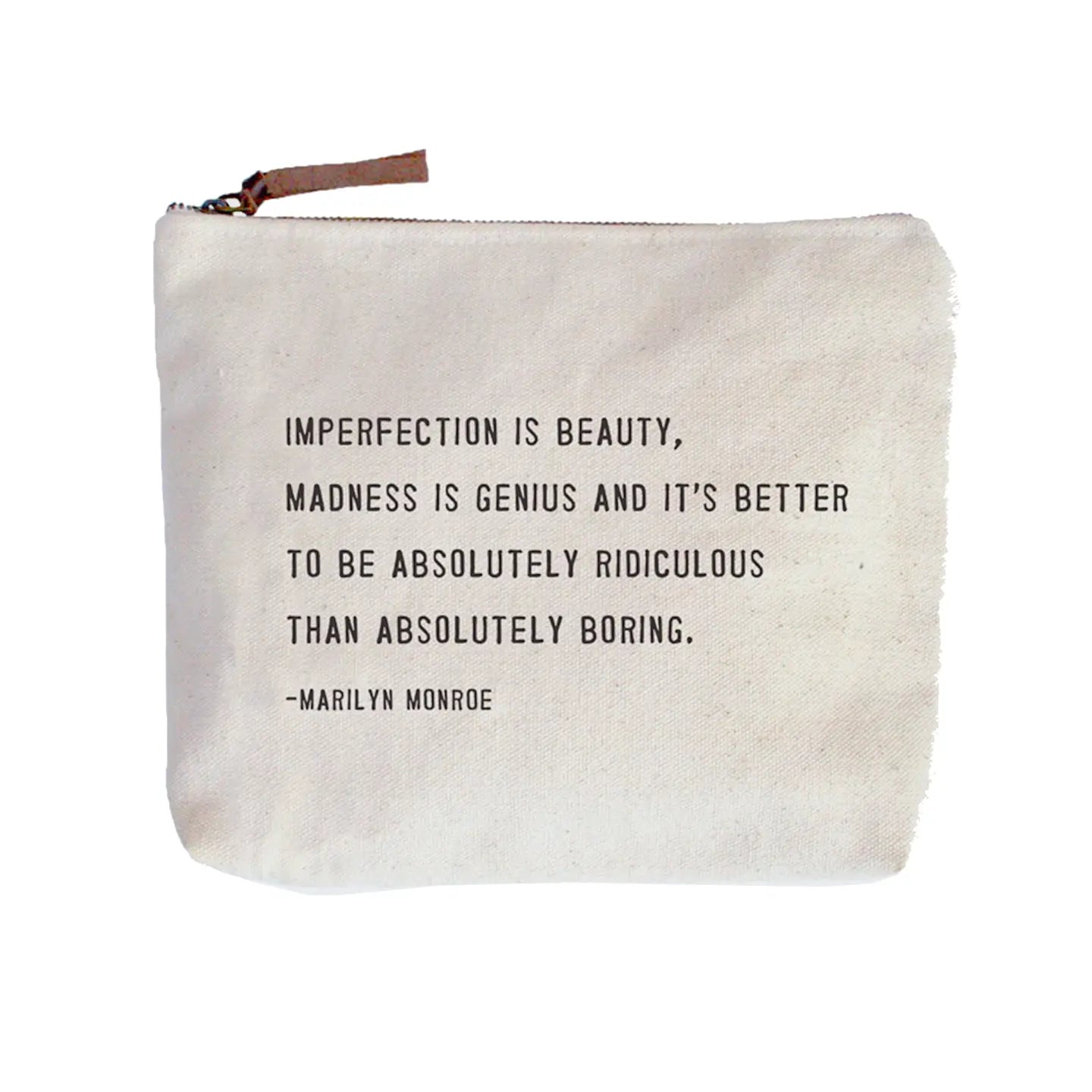 Canvas Zip Bag: Imperfection Is Beauty (Marilyn Monroe)