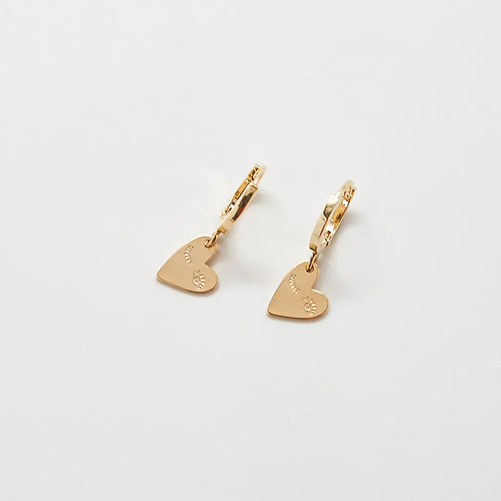 Heart-Eye Huggie Charm Earrings
