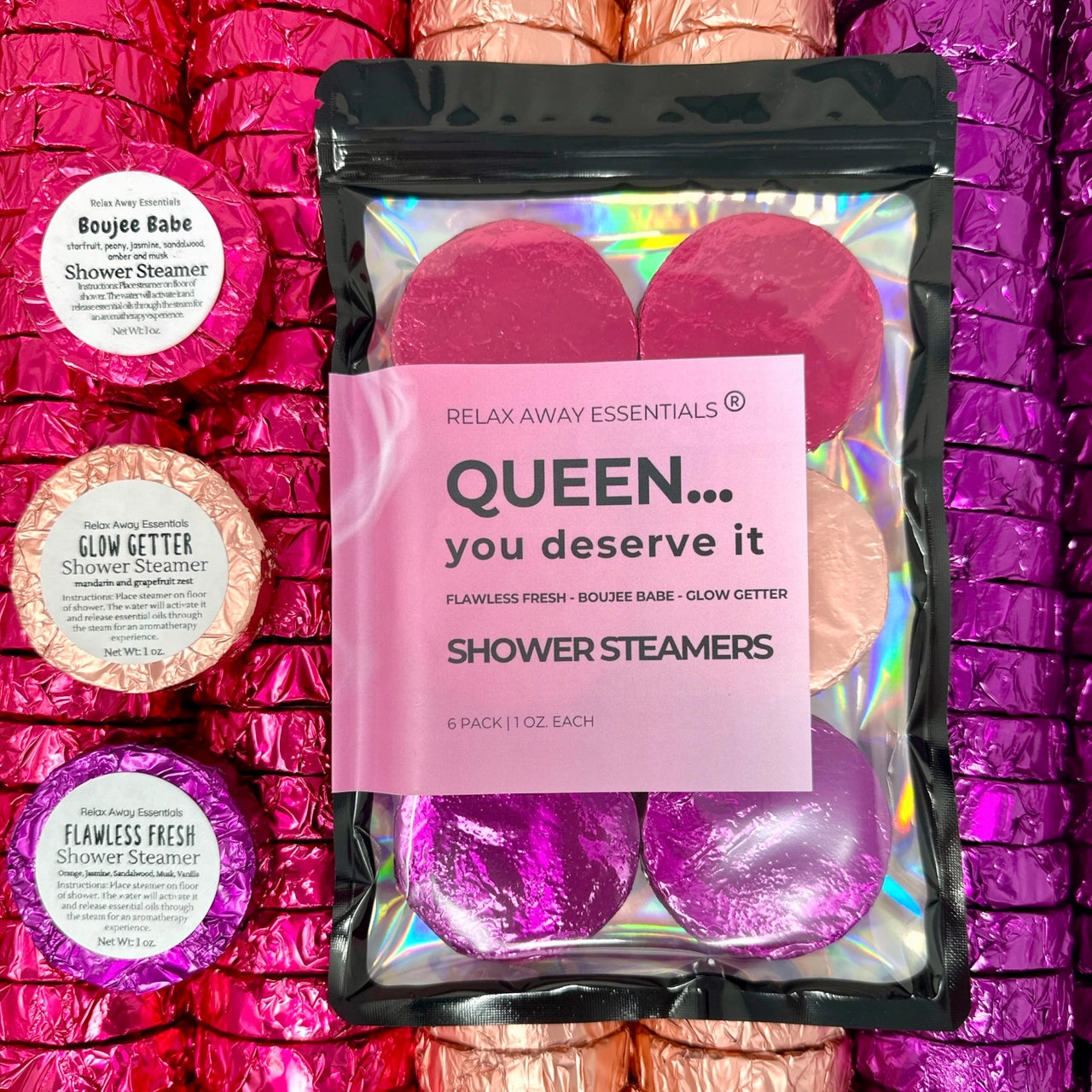 Relax Away Shower Steamer 6-Pack {Queen... You Deserve It}