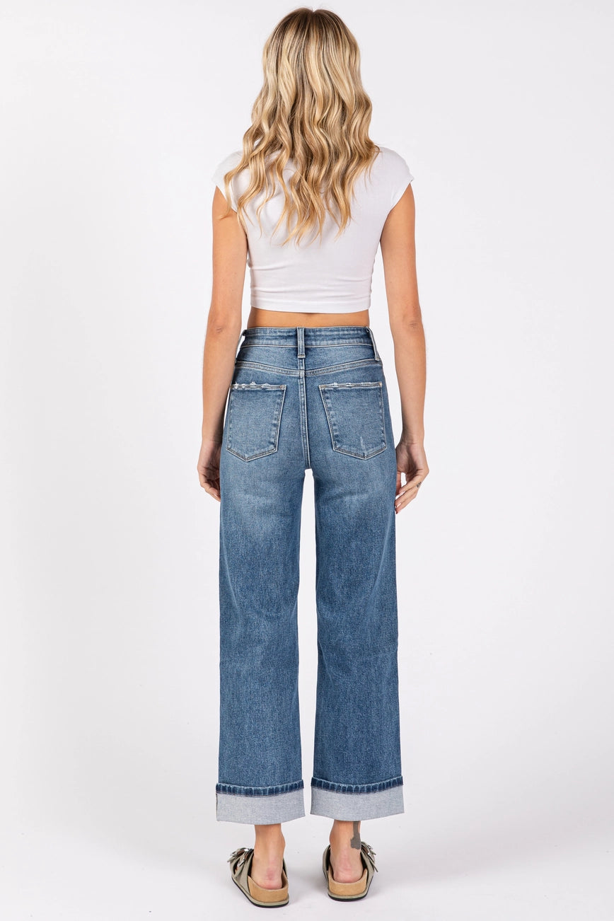 Petra High Rise Stretch Relaxed Straight w/Cuffed Hem
