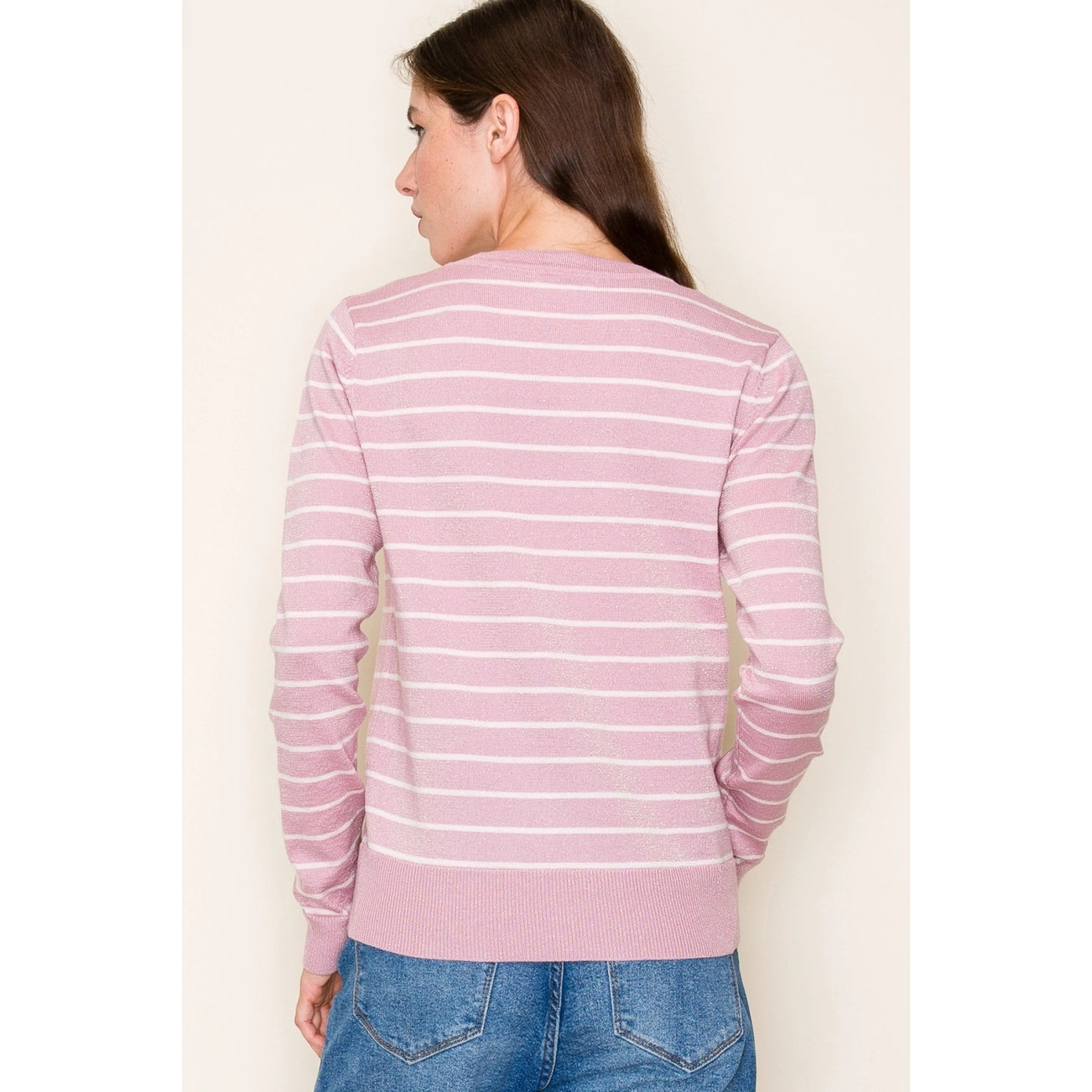FINAL SALE - Lurex Yarn Stripe Sweater