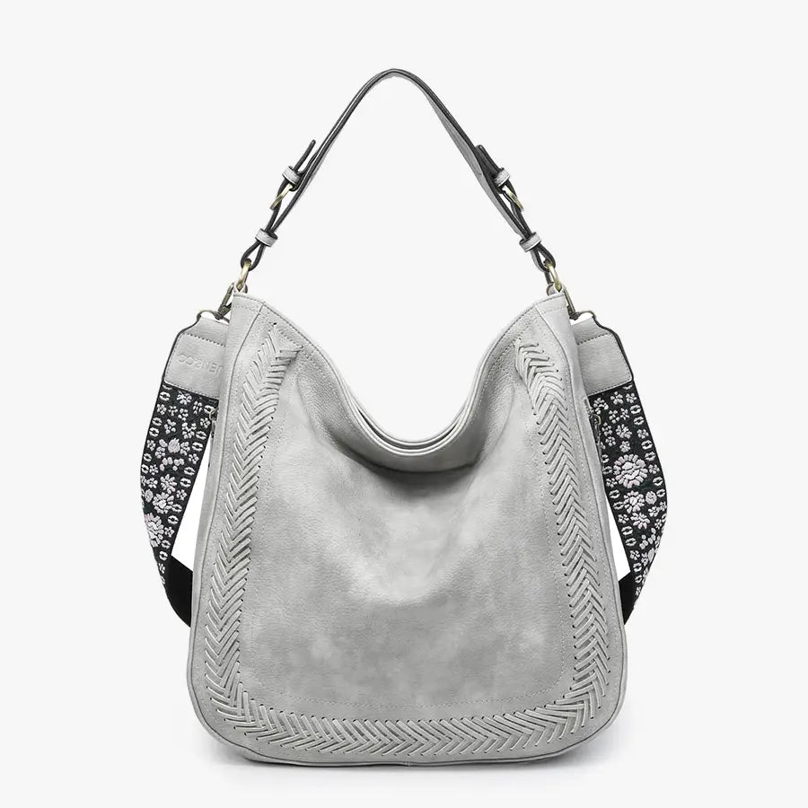 Aris Crossbody Purse w/ Guitar Strap - Lt. Grey