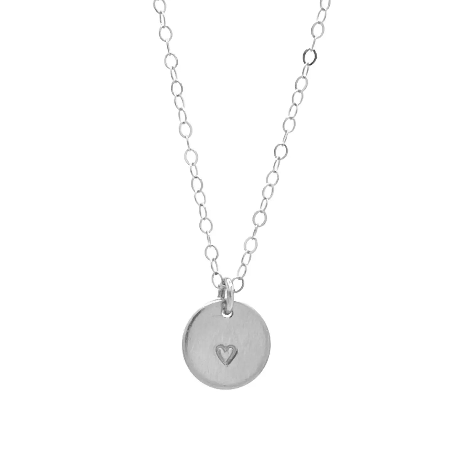 Heart Disc Necklace - Silver