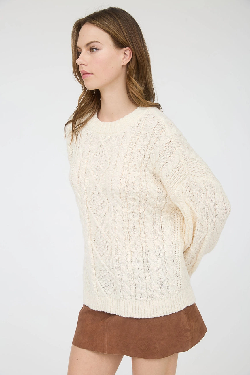 Cozy Cable Knit Sweater {Cream}