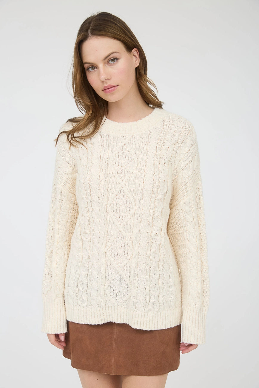 Cozy Cable Knit Sweater {Cream}