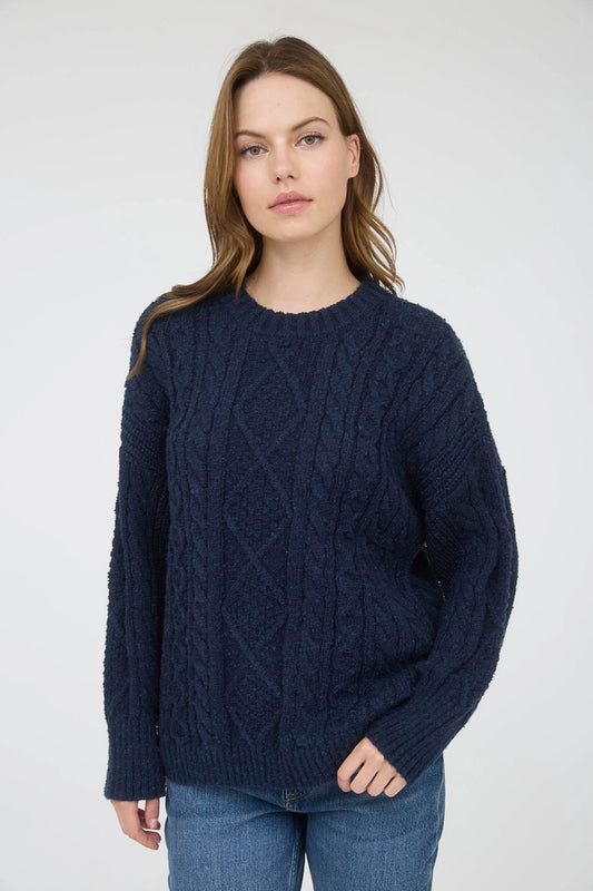 Cozy Cable Knit Sweater {Navy}