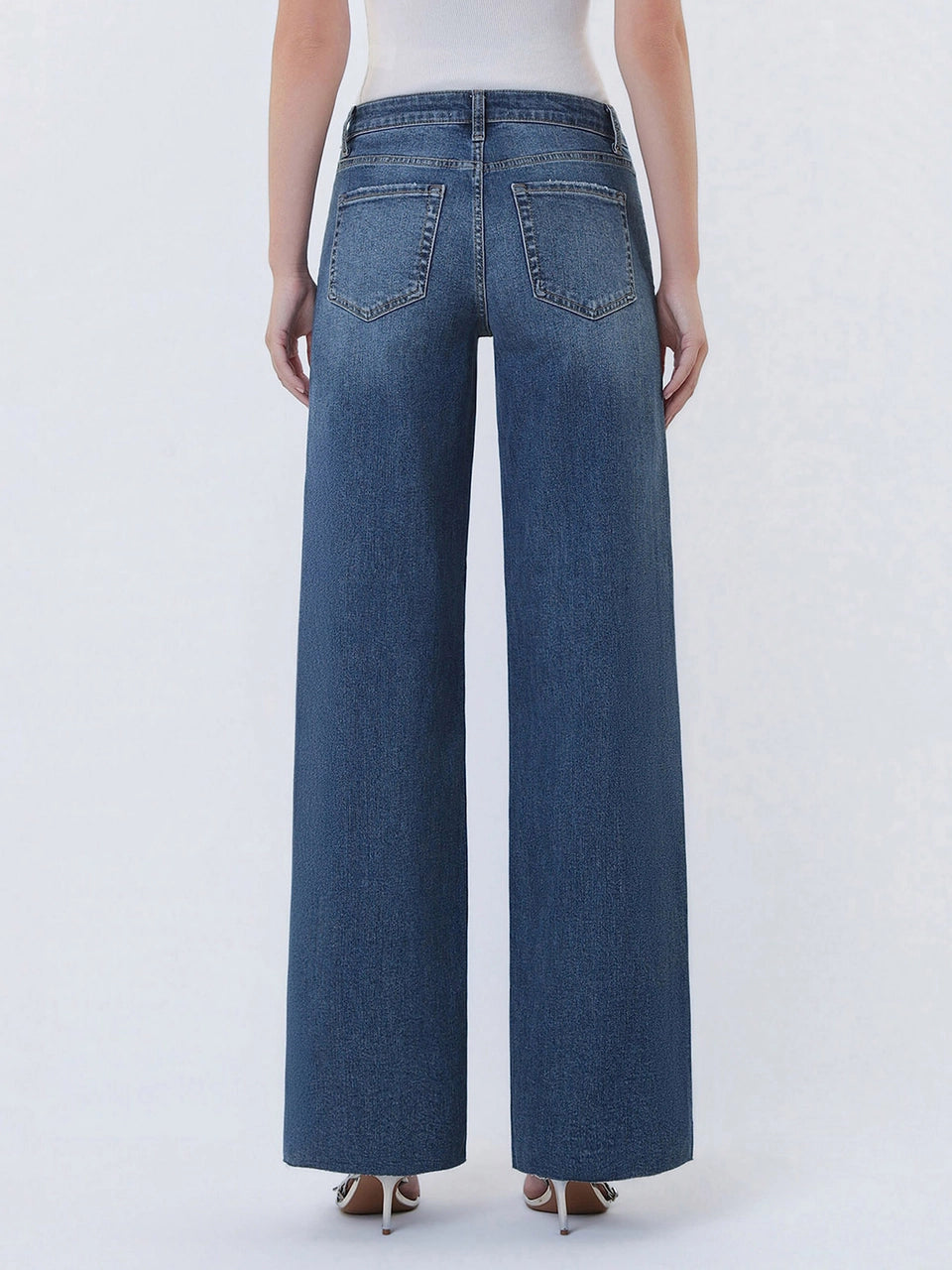 Lovervet High Rise Raw Hem Wide Leg Jeans