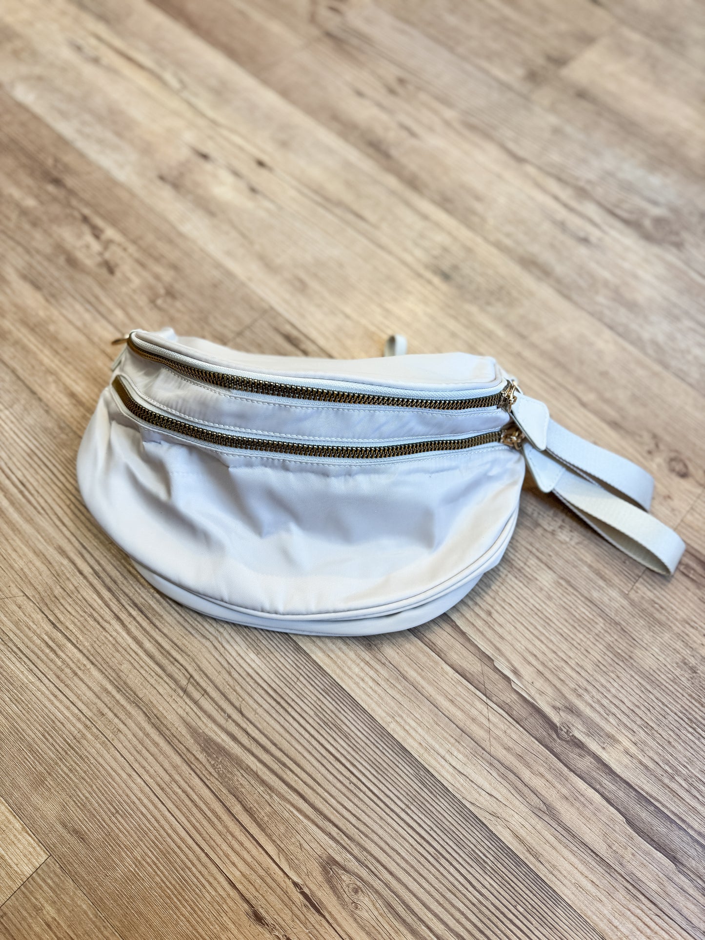 Nylon Double Zip Bag - Cream *TRENDING*