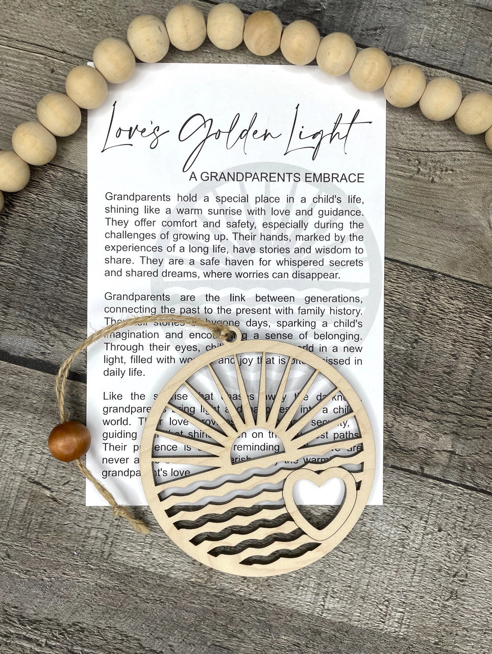 Story Ornament - Golden Light - A Grandparents Embrace