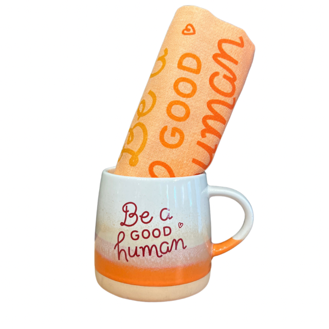 Be A Good Human Mug & Dishtowel Set