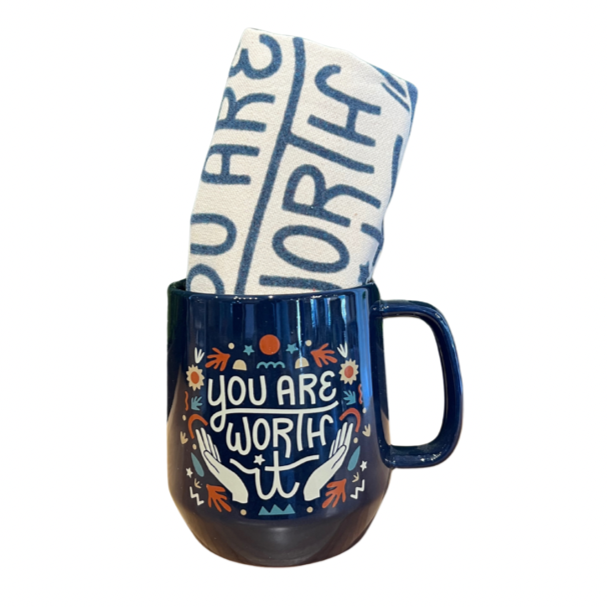 You Are Worth It Mug & Dishtowel Set