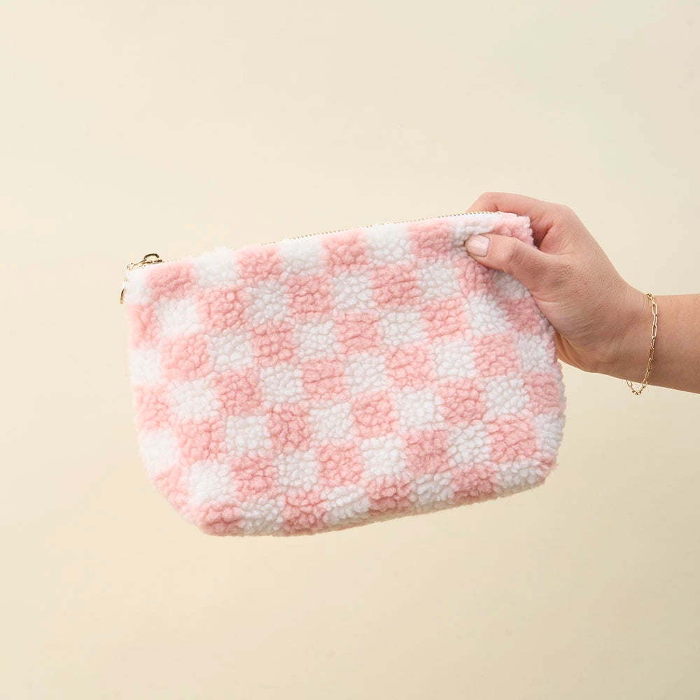 Teddy Pouch - Check Blush