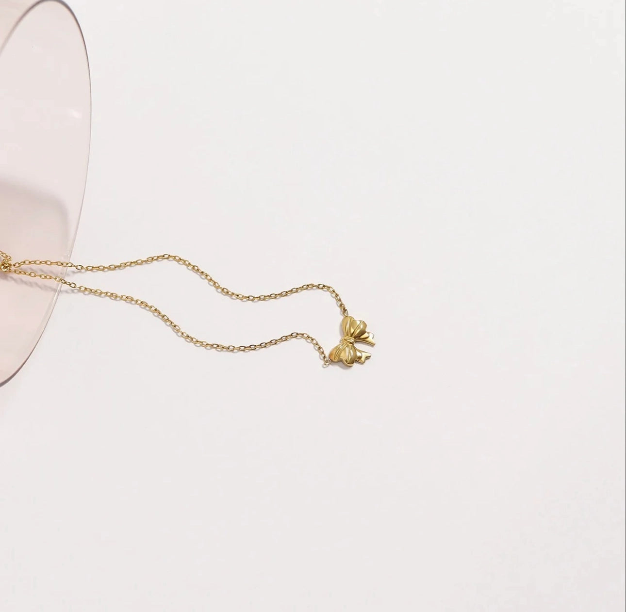 Ruby Bow Necklace | Charm | 18k Gold Plated