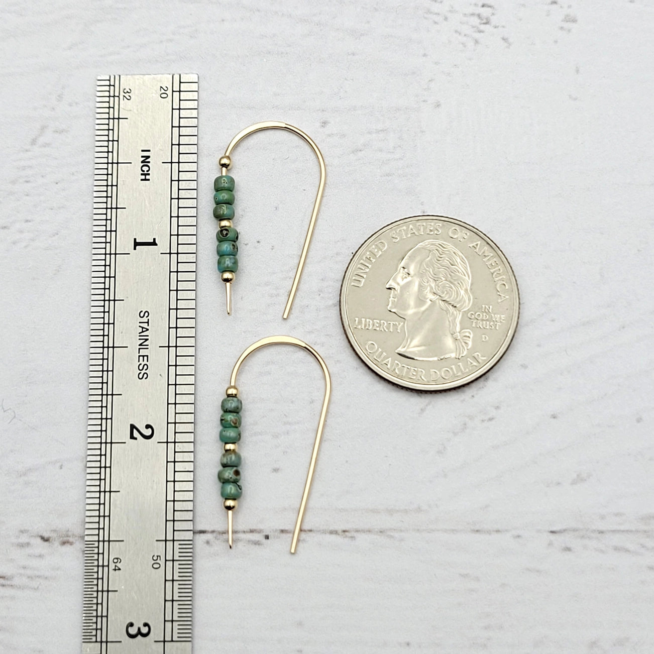 FINAL SALE - Gold & Turquoise Beaded Threader Earrings
