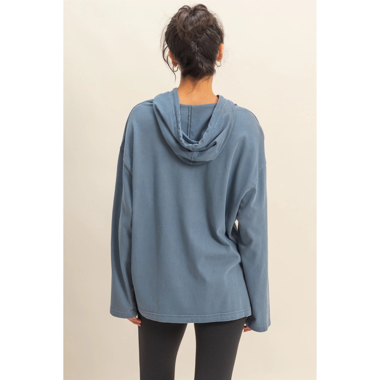 Dusty Navy Oversized Hooded Top