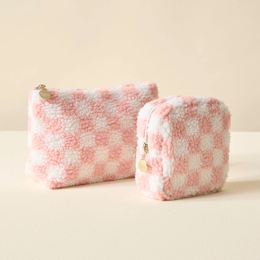 Teddy Pouch - Check Blush