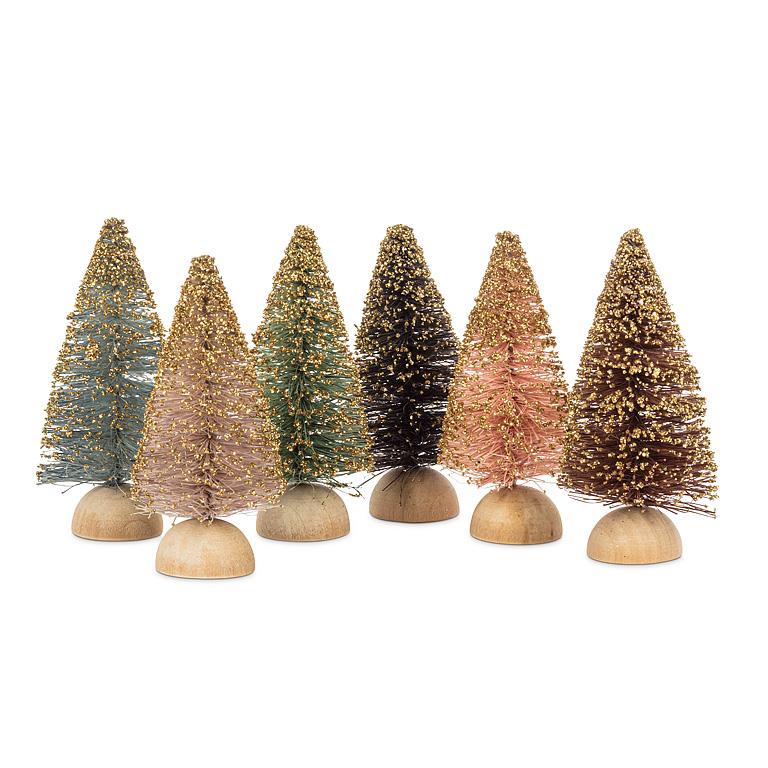 Holiday Decor - 3" Mini Brush Tree with Glitter