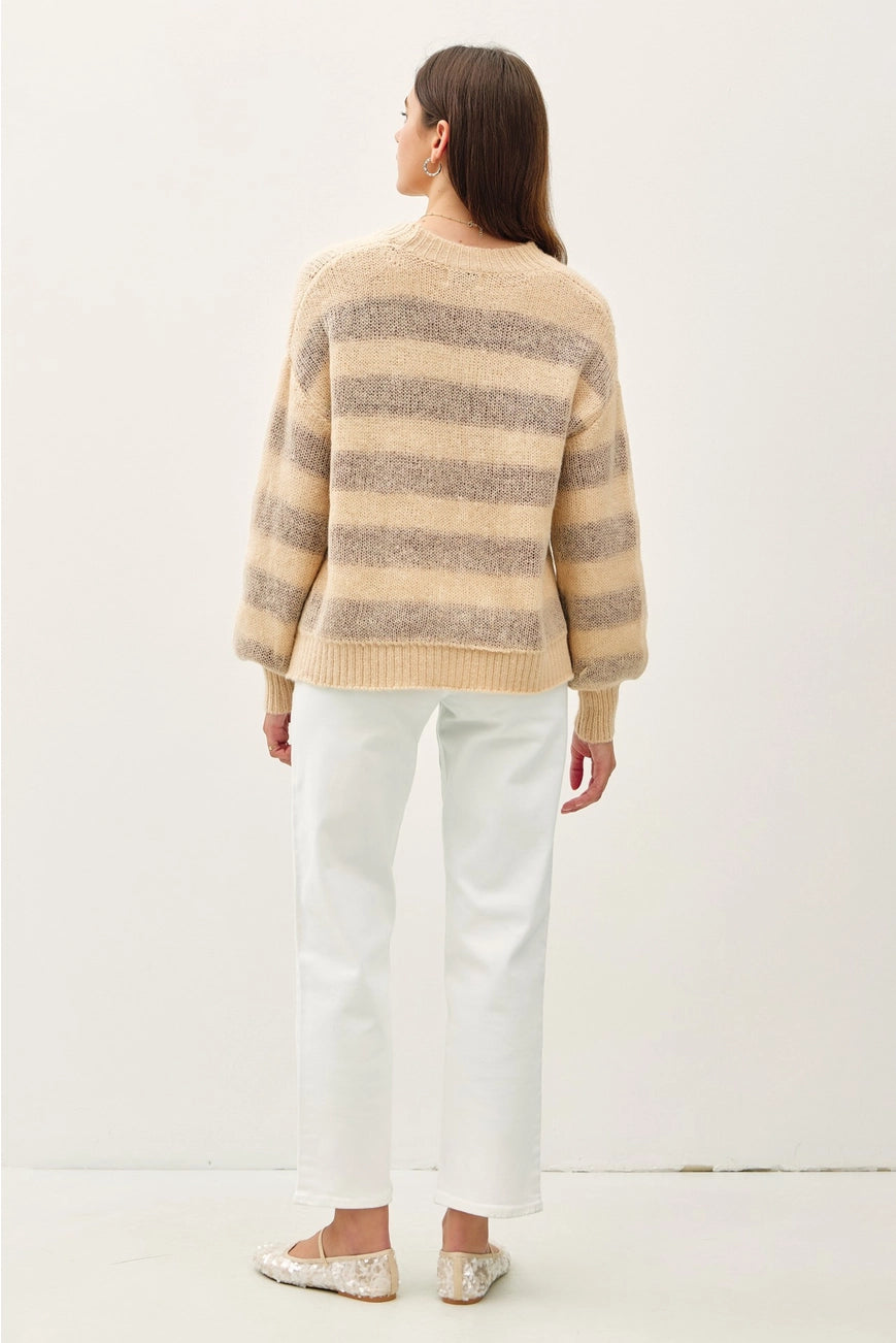 Wool Blend Large Striped Cozy Sweater