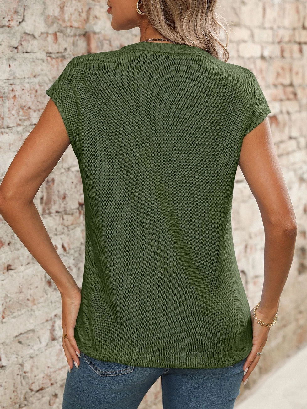 The Willow Cap Sleeve Sweater (Army Green)