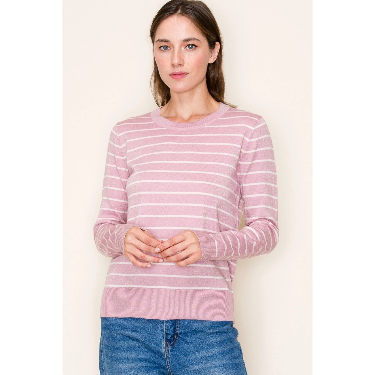 FINAL SALE - Lurex Yarn Stripe Sweater