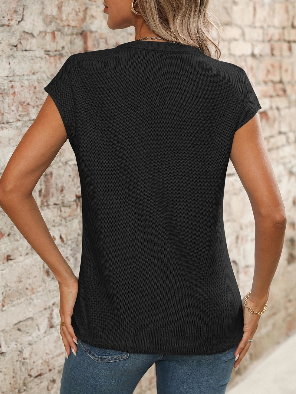 The Willow Cap Sleeve Sweater (Black)