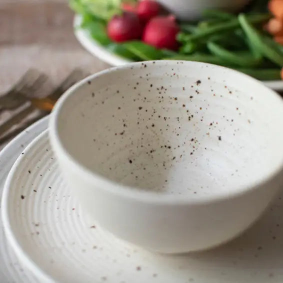 Ribbed Ceramic Speckled Bowl - 5.5"