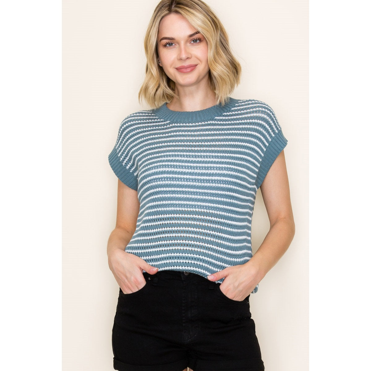 Short Sleeve Knit Sweater