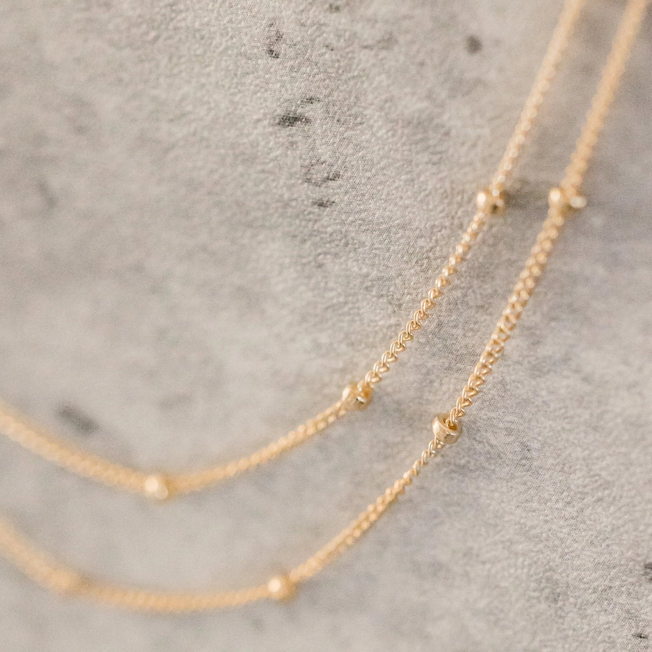Satellite Chain Layering Necklace w/ 2" Built-in Extender - Gold