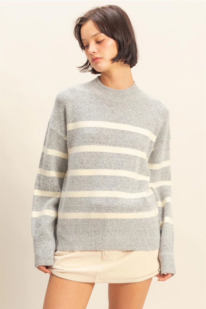 Striped High Neck Sweater
