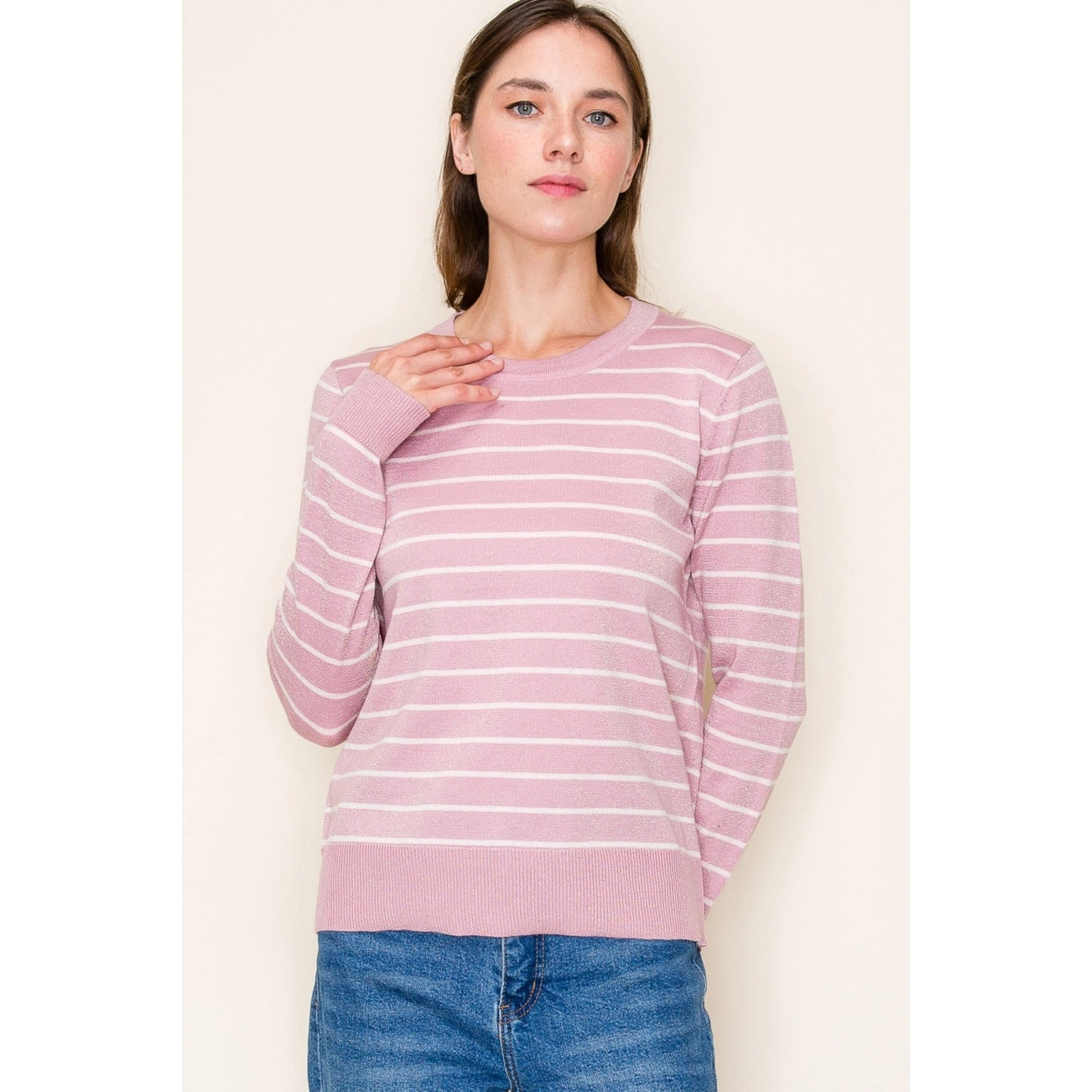FINAL SALE - Lurex Yarn Stripe Sweater