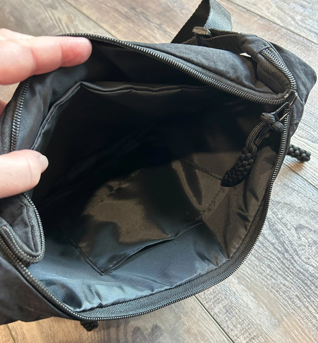 Large Nylon Crescent 3 Zipper Bag {Black}