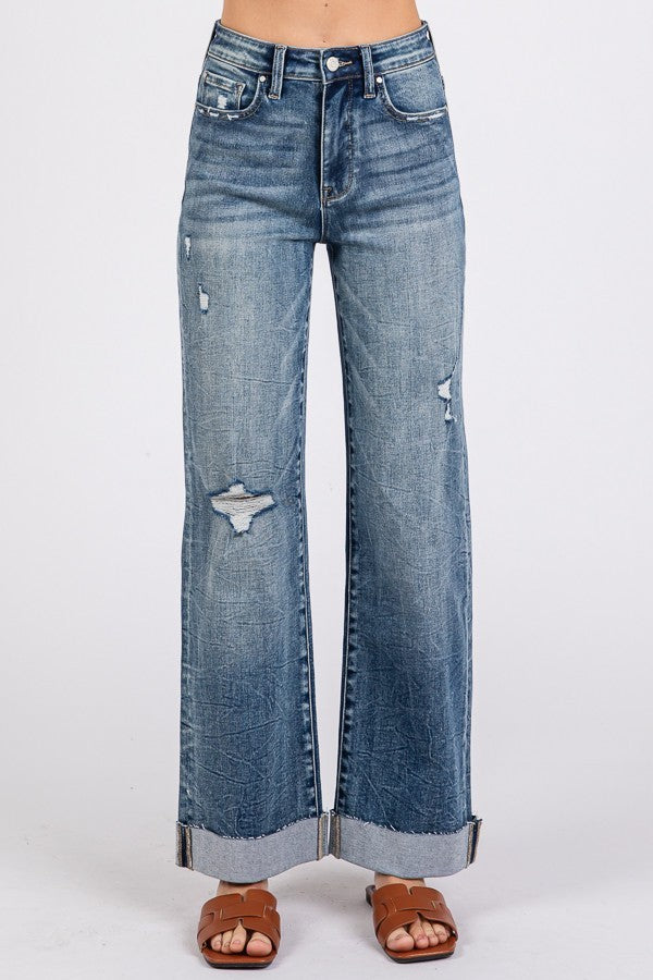 Petra High Rise Slim Wide Leg w/Cuffed Hem