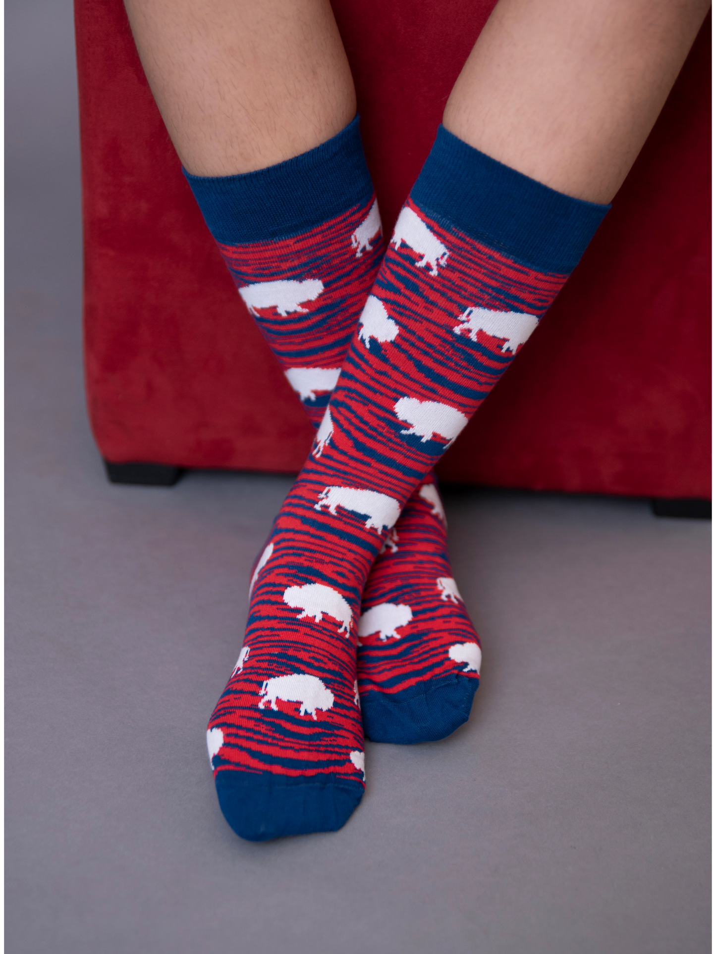 Buffalo Bills - Red & Blue Zebra Socks {Mult. Sizes Avail.}