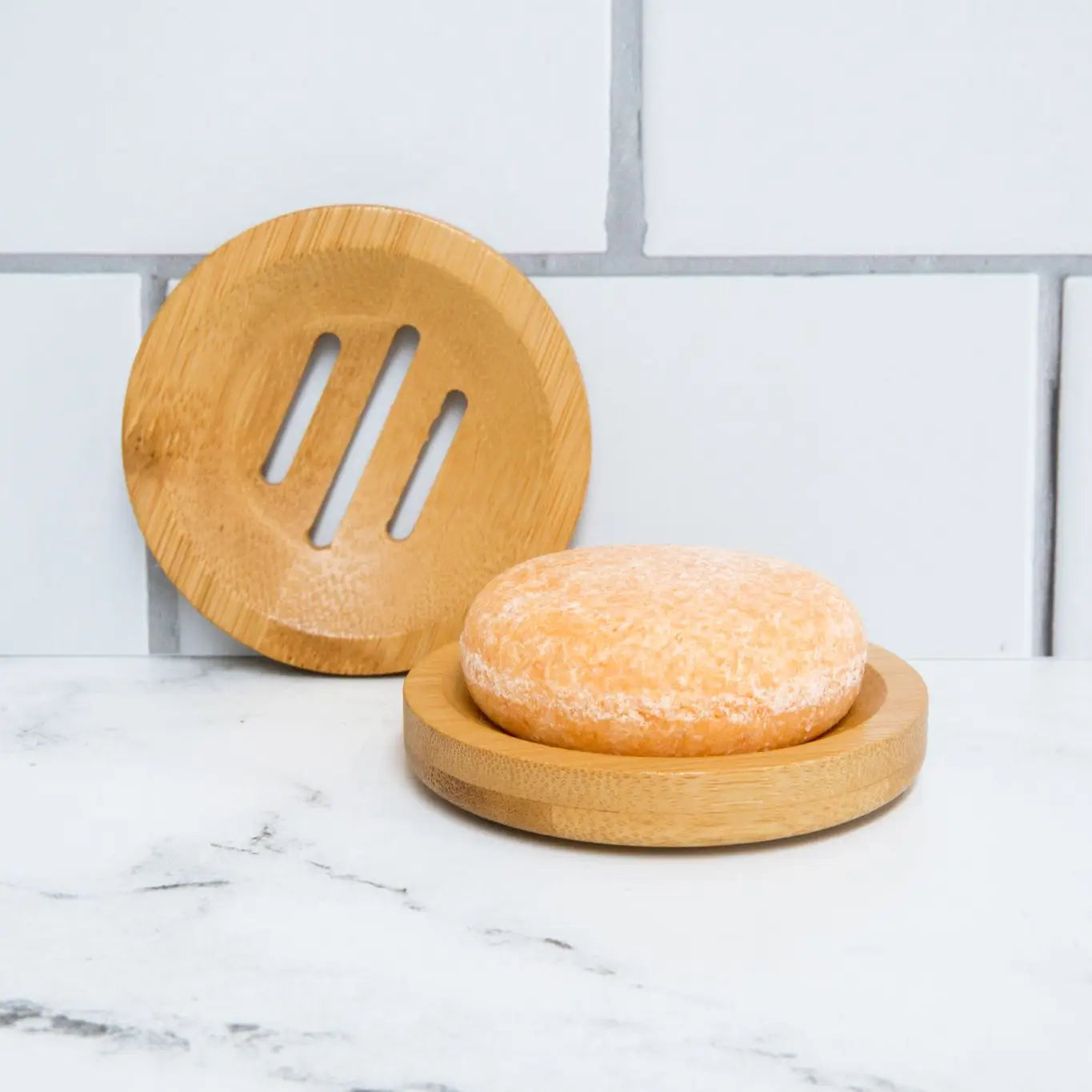 FINAL SALE - Draining Round Bamboo Soap Dish