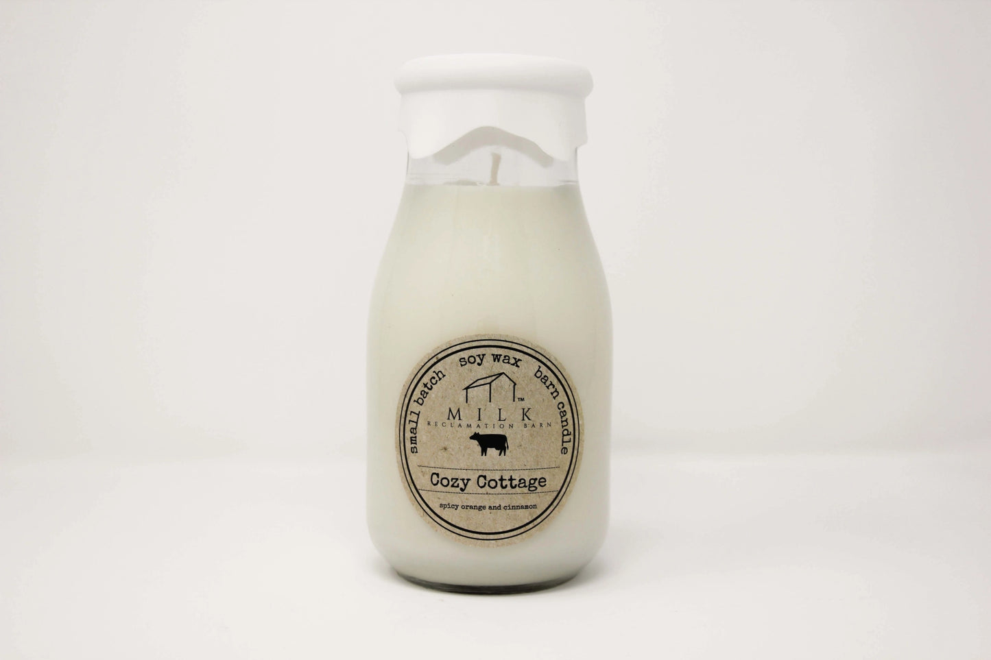 Holiday Milk Bottle Candle - Cozy Cottage (Orange & Cinnamon)