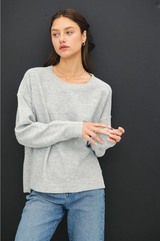 Oversized Sweater with Back Stitching {H. Grey}