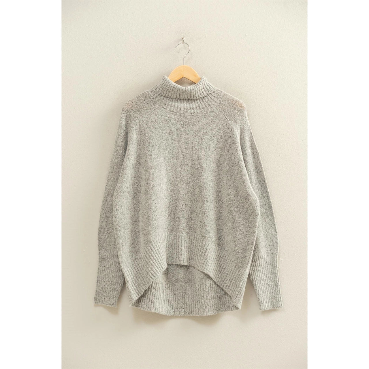 Oversized High Low Turtleneck Sweater