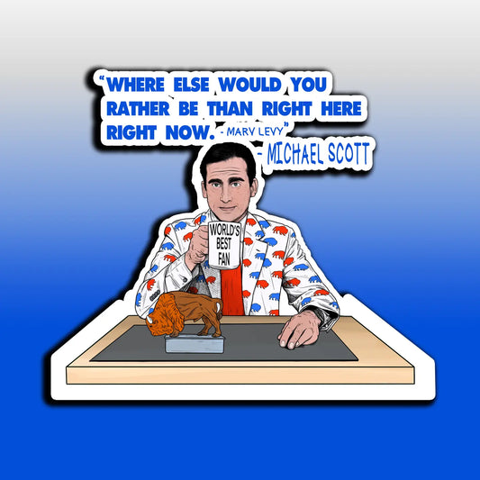 Buffalo Bills Sticker - Michael Scott Marv Levy Quote