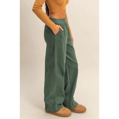 Black Friday Doorbuster - Corduroy High-Waisted Wide Leg Pants (Gray Green)
